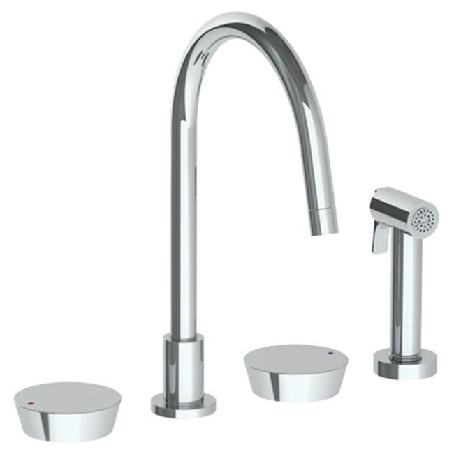 Watermark 36-7.1G-BL1 Zen Deck Mounted 4 Hole Gooseneck Kitchen Set - Includes Side Spray