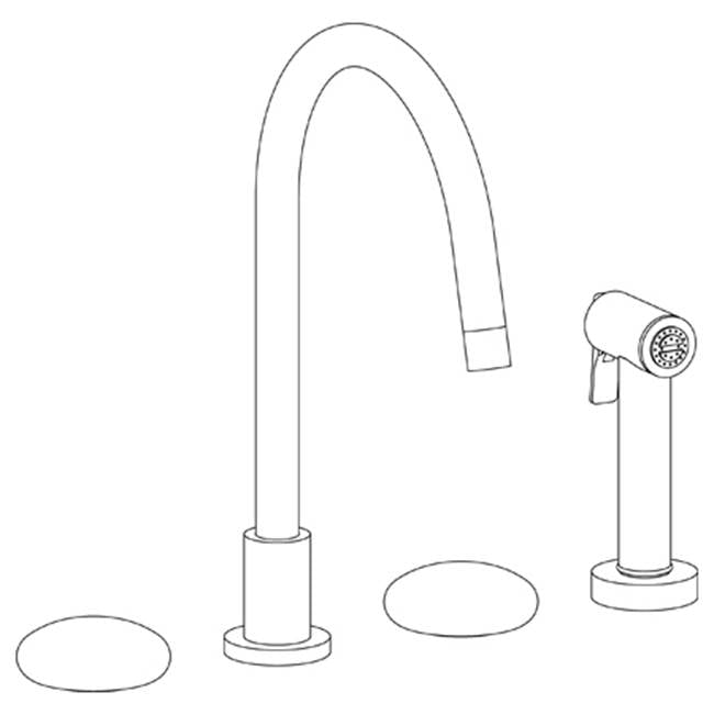 Watermark 36-7.1G-HL Zen Deck Mounted 4 Hole Gooseneck Kitchen Set - Includes Side Spray
