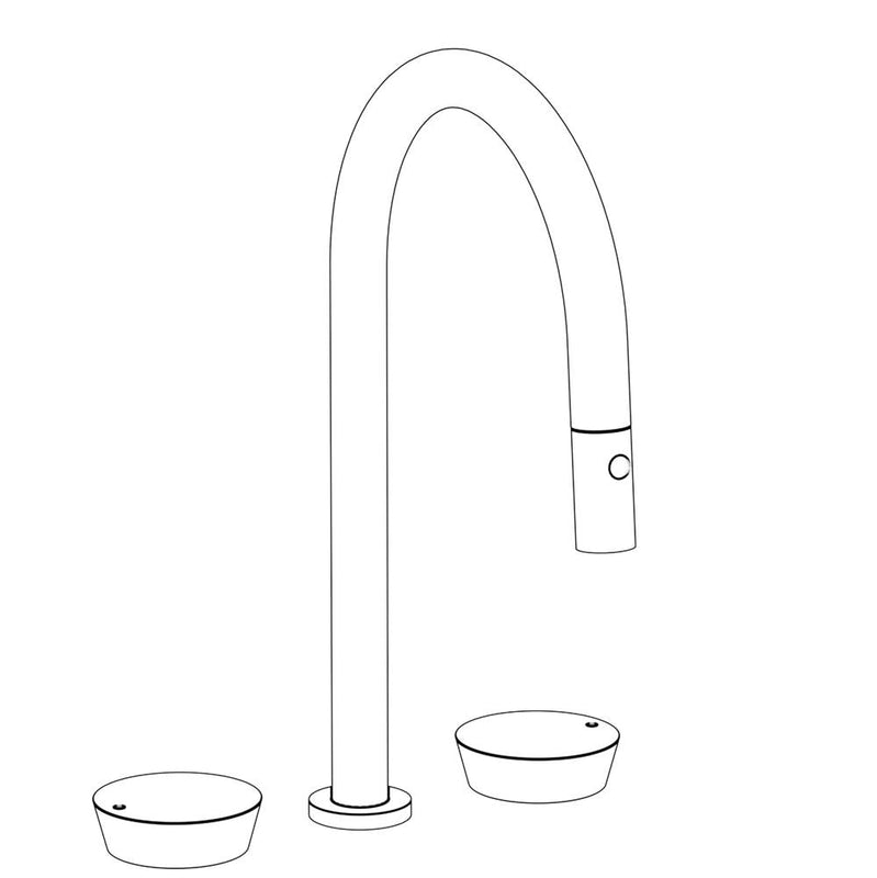 Watermark 36-7PG2-CM Deck Mounted 3 Hole Gooseneck Top Kitchen Faucet With Pull Down Spray - Parent