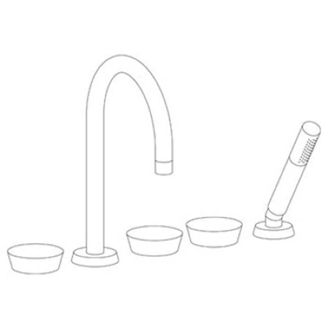 Watermark 36-8.1-IW Zen Deck Mounted 5 Hole Gooseneck Bath Set