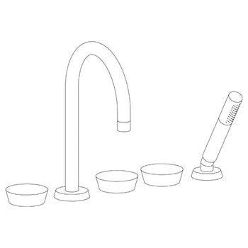 Watermark 36-8.1-CM Zen Deck Mounted 5 Hole Gooseneck Bath Set