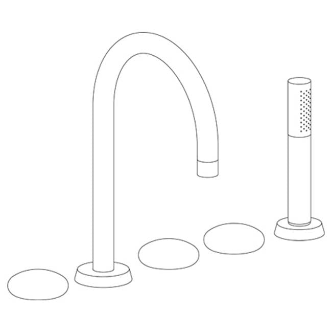 Watermark 36-8.1-HL Zen Deck Mounted 5 Hole Gooseneck Bath Set