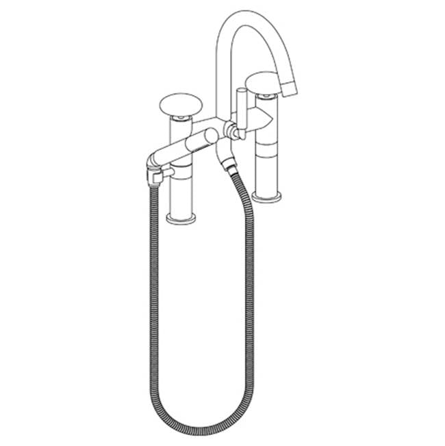 Watermark 36-8.2-WM Zen Deck Mounted Exposed Gooseneck Bath Set With Hand Shower
