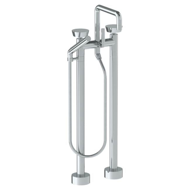 Watermark 36-8.26.3-BL1 Zen Floor Standing Square Bath Set With Slim Hand Shower