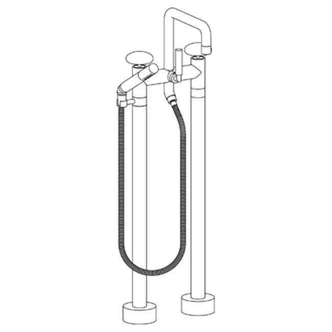 Watermark 36-8.26.3-HD Zen Floor Standing Square Bath Set With Slim Hand Shower