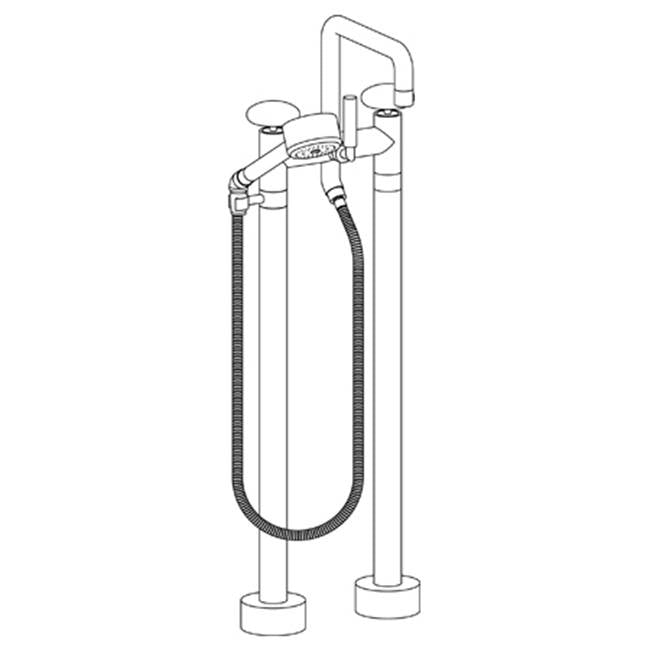 Watermark 36-8.26.3V-WM Zen Floor Standing Square Bath Set With Volume Hand Shower