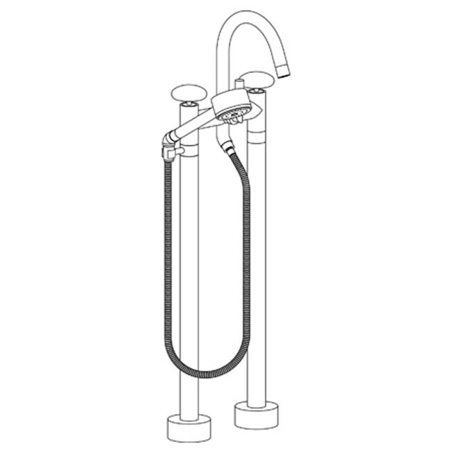 Watermark 36-8.3V-HL Zen Floor Standing Gooseneck Bath Set With Volume Hand Shower