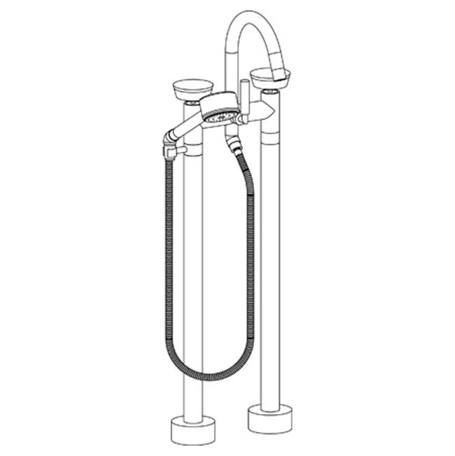 Watermark 36-8.3V-IW Zen Floor Standing Gooseneck Bath Set With Volume Hand Shower