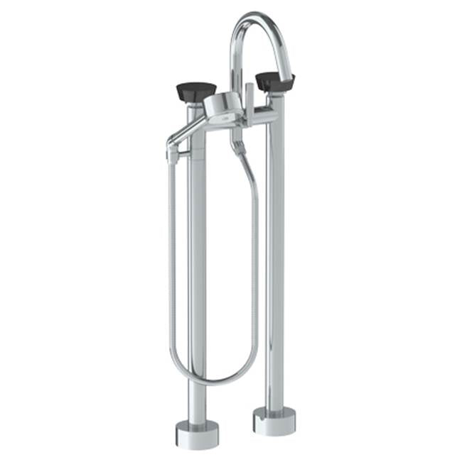 Watermark 36-8.3V-NM Zen Floor Standing Gooseneck Bath Set With Volume Hand Shower