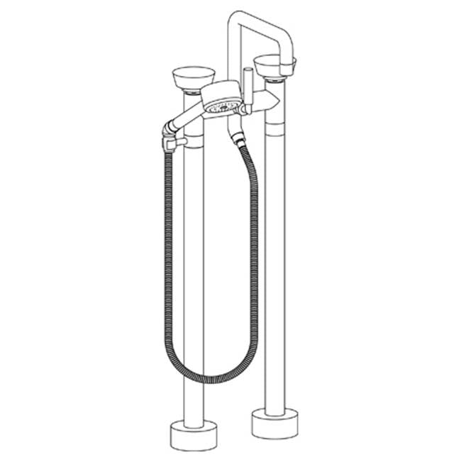 Watermark 36-8.26.3V-IW Zen Floor Standing Square Bath Set With Volume Hand Shower - Parent