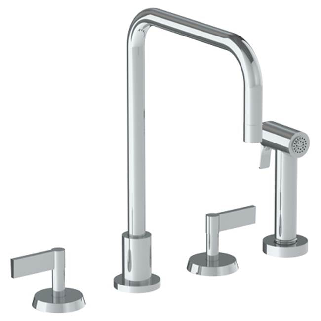 Watermark 37-7.1-BL2 Blue Deck Mounted 4 Hole Square Top Kitchen Set - Includes Side Spray