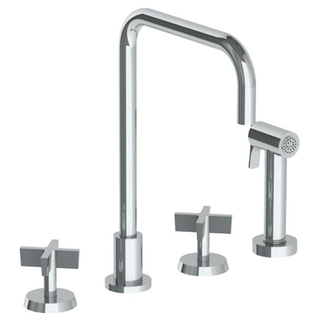 Watermark 37-7.1-BL3 Blue Deck Mounted 4 Hole Square Top Kitchen Set - Includes Side Spray