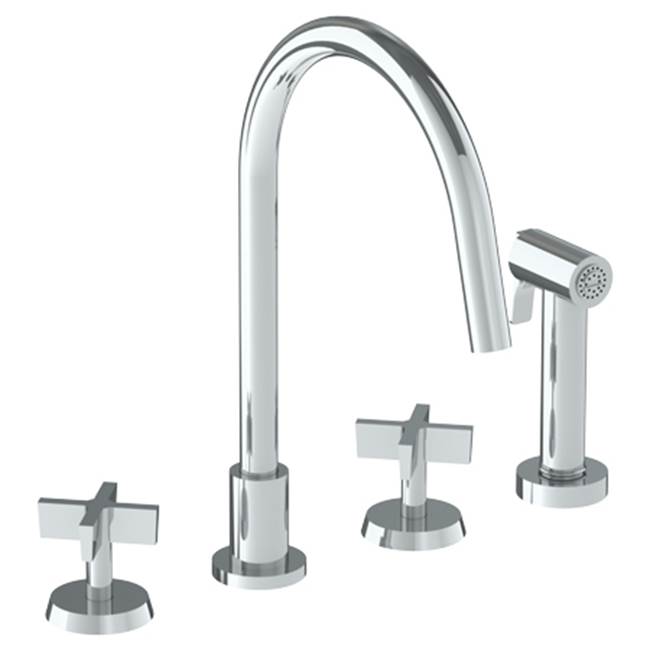 Watermark 37-7.1G-BL3 Blue Deck Mounted 4 Hole Gooseneck Kitchen Set - Includes Side Spray