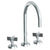Watermark 37-8-BL3 Blue Deck Mounted 3 Hole Gooseneck Bath Set