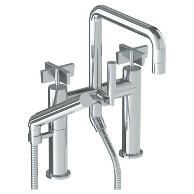 Watermark 37-8.26.2-BL3 Blue Deck Mounted Square Exposed Bath Set With Hand Shower