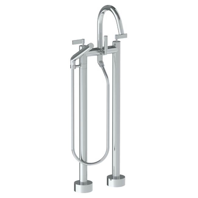 Watermark 37-8.3-BL2 Blue Floor Standing Gooseneck Bath Set With Slim Hand Shower