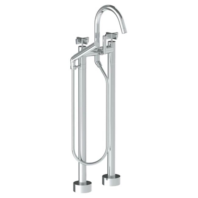Watermark 37-8.3-BL3 Blue Floor Standing Gooseneck Bath Set With Slim Hand Shower