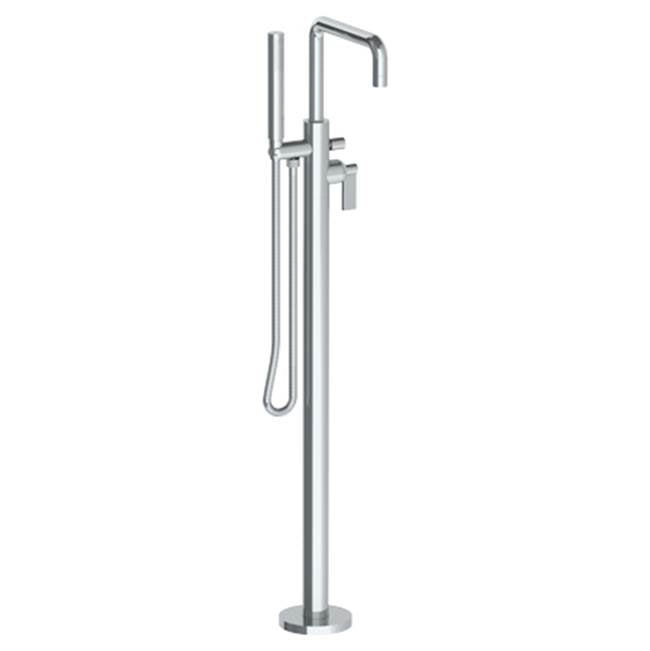 Watermark 37-8.8-BL2 Blue Single Hole Floor Standing Square Bath Set With Hand Shower