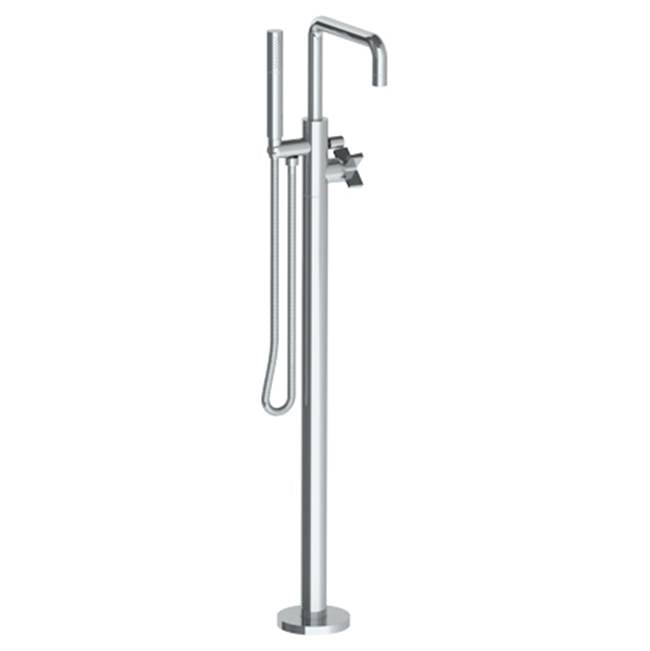 Watermark 37-8.8-BL3 Blue Single Hole Floor Standing Square Bath Set With Hand Shower