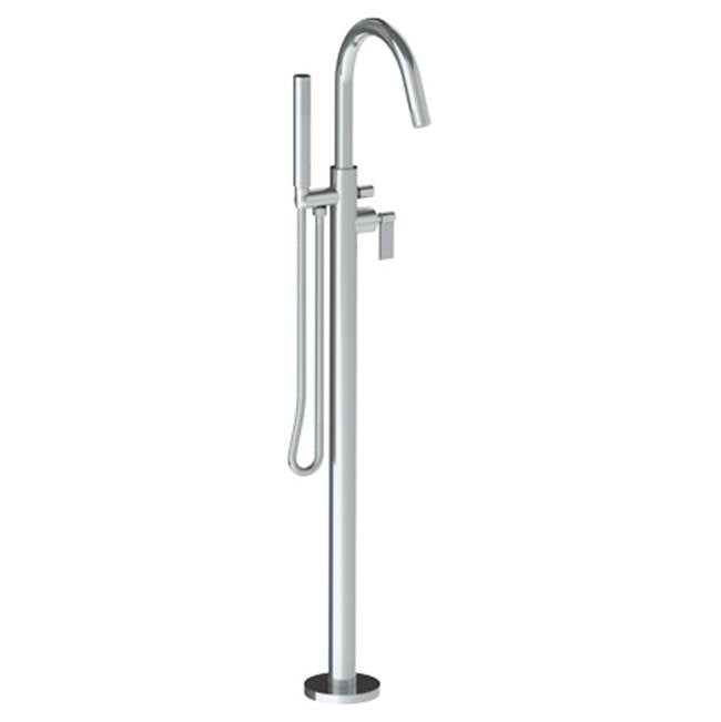 Watermark 37-8.8G-BL2 Blue Single Hole Floor Standing Gooseneck Bath Set With Hand Shower