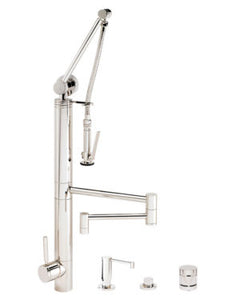 Waterstone 3710-18-4 Contemporary Gantry Pulldown Faucet - 18" Articulated Spout 4pc. Suite