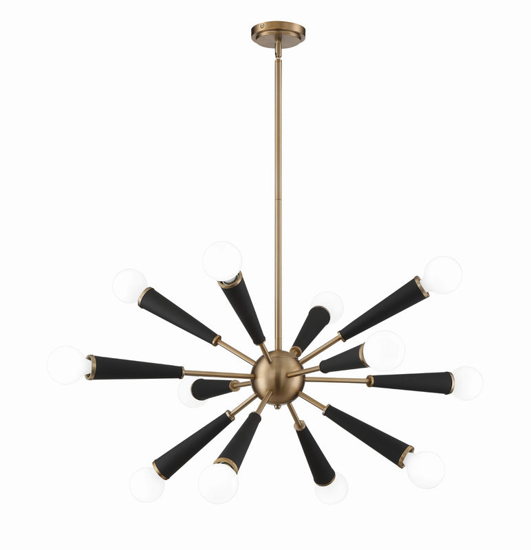 Crystorama 3812-AG Zodiac 12 Light Chandelier - Aged Brass