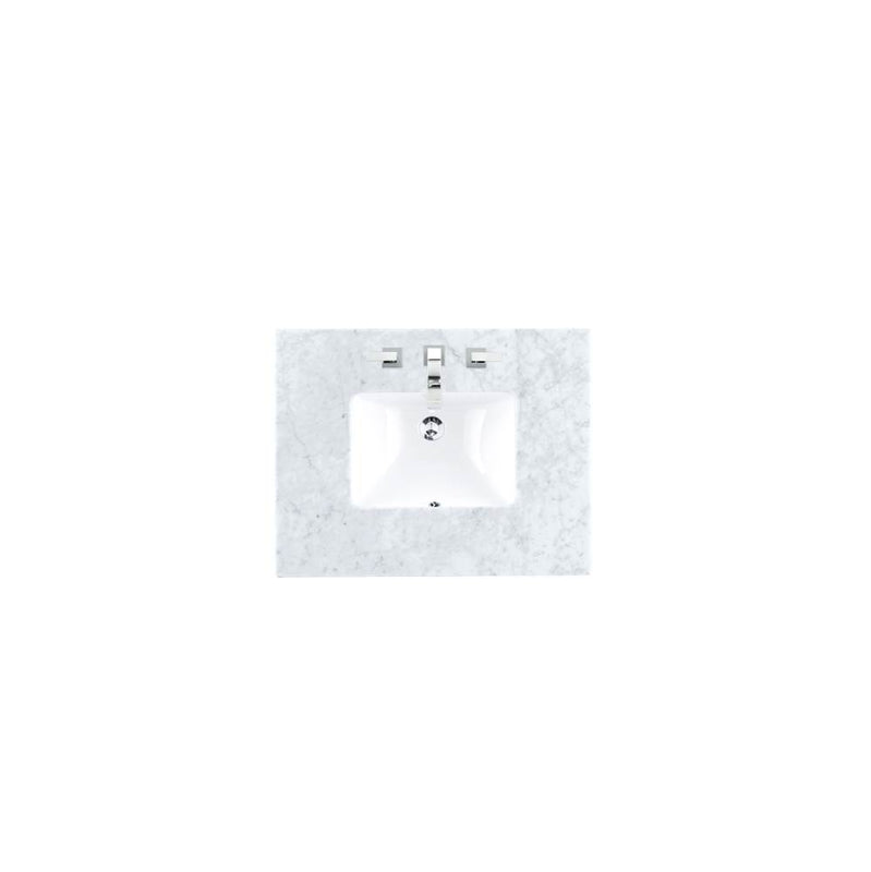 James Martin 090-S30-CAR-SNK 30" Single 3 CM Top, Carrara White With Sink