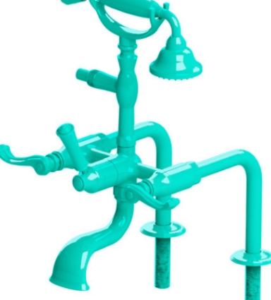 Rubinet 3DETL Deck Mount Tub Filler With Hand Held Shower