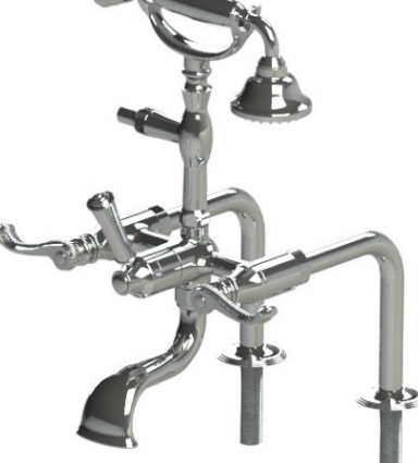 Rubinet 3DETL Deck Mount Tub Filler With Hand Held Shower
