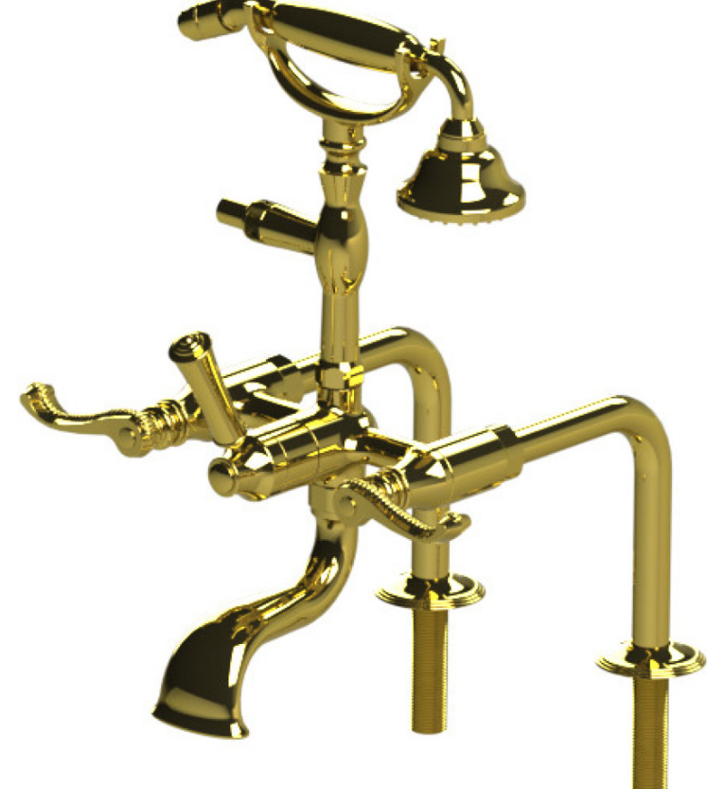 Rubinet 3DETL Deck Mount Tub Filler With Hand Held Shower