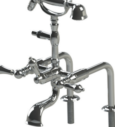 Rubinet 3DRML Deck Mount Tub Filler With Hand Held Shower