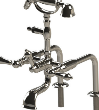 Rubinet 3DRML Deck Mount Tub Filler With Hand Held Shower