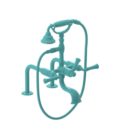 Rubinet 3DRVL Deck Mount Tub Filler With Hand Held Shower