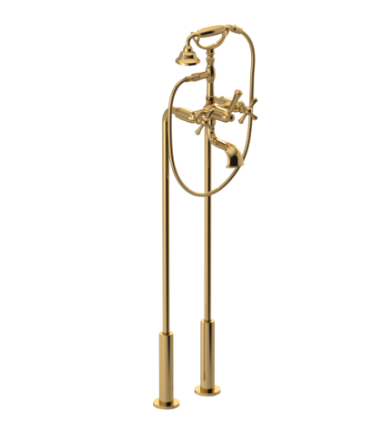 Rubinet 3FFMC Floor Mount Tub Filler With Hand Held Shower