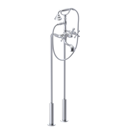 Rubinet 3FFMC Floor Mount Tub Filler With Hand Held Shower
