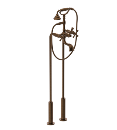 Rubinet 3FFMC Floor Mount Tub Filler With Hand Held Shower