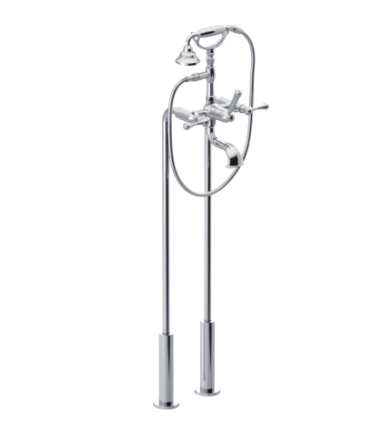 Rubinet 3FFML Floor Mount Tub Filler With Hand Held Shower