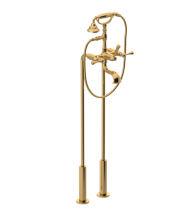 Rubinet 3FFML Floor Mount Tub Filler With Hand Held Shower