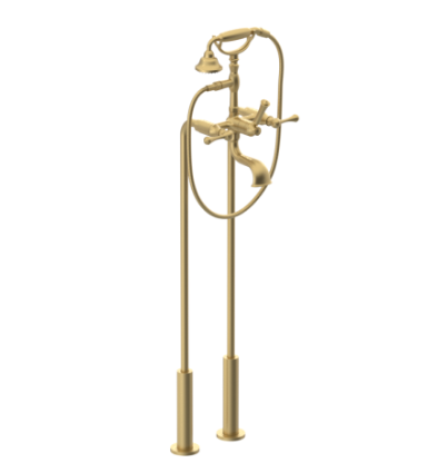Rubinet 3FFML Floor Mount Tub Filler With Hand Held Shower