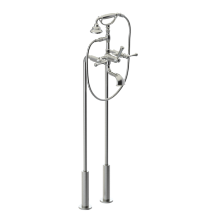Rubinet 3FFML Floor Mount Tub Filler With Hand Held Shower