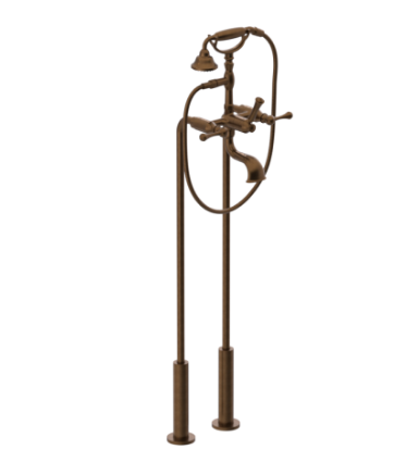 Rubinet 3FFML Floor Mount Tub Filler With Hand Held Shower