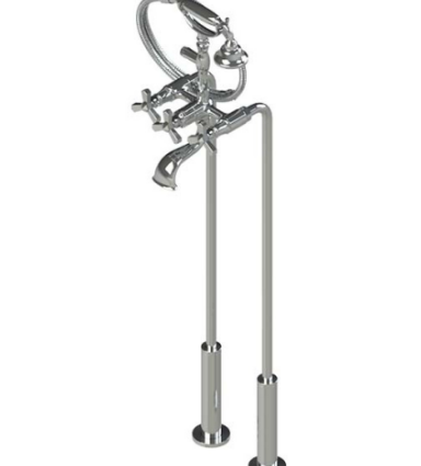 Rubinet 3FHXC Floor Mount Tub Filler With Hand Held Shower