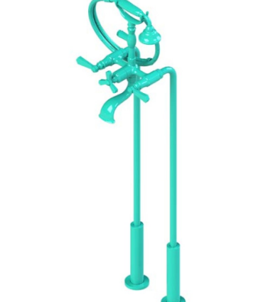 Rubinet 3FHXL Floor Mount Tub Filler with Hand Held Shower