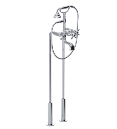 Rubinet 3FRVC Floor Mount Tub Filler With Hand Held Shower