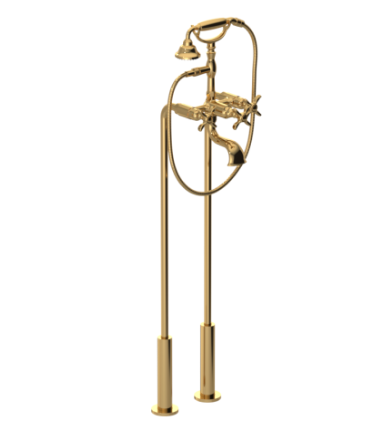 Rubinet 3FRVC Floor Mount Tub Filler With Hand Held Shower