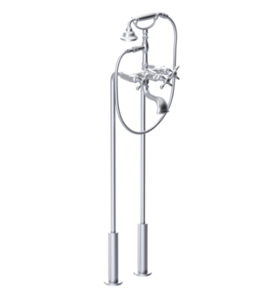 Rubinet 3FRVC Floor Mount Tub Filler With Hand Held Shower