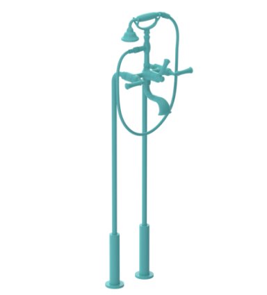 Rubinet 3FRVL Floor Mount Tub Filler With Hand Held Shower