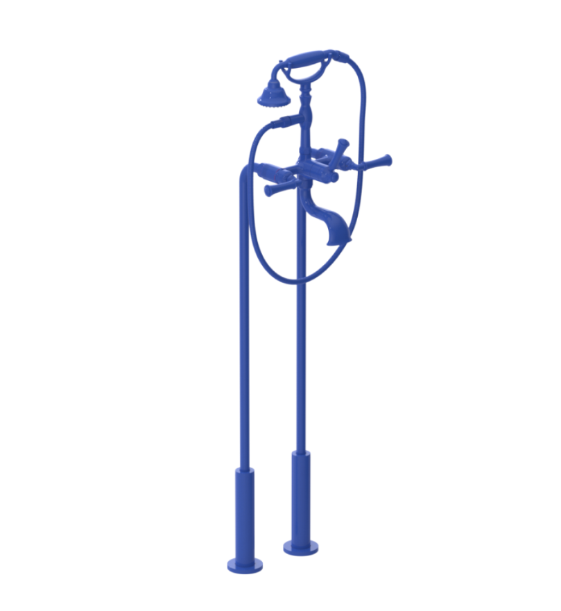 Rubinet 3FRVL Floor Mount Tub Filler With Hand Held Shower