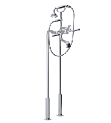 Rubinet 3FRVL Floor Mount Tub Filler With Hand Held Shower