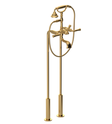 Rubinet 3FRVL Floor Mount Tub Filler With Hand Held Shower